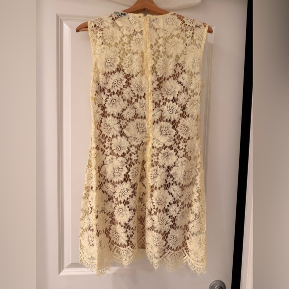 NWOT SELF-PORTRAIT YELLOW FINE LACE MINI DRESS - Picture 13 of 15